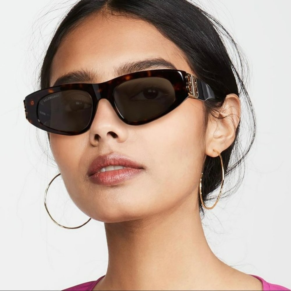 Balenciaga BB0095S 002 BRAND NEW Sunglasses Havana Brown Green Cat Eye Unisex